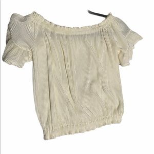 POOF! OFF THE SHOULDER SHINY BLOUSE